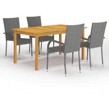 Juego de comedor para jardín 5 piezas gris