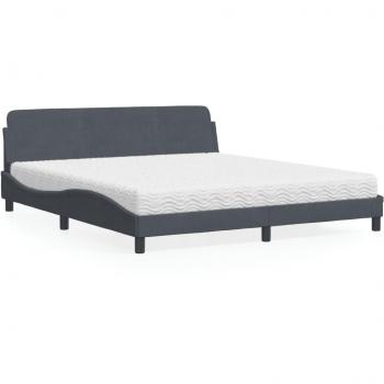 Cama con colchón de terciopelo gris oscuro 180x200 cm Vidaxl