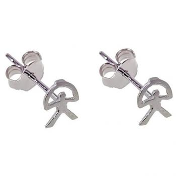 Pendientes de Plata Ley 925m Indalo Mini 6mm para Mujer y Pendientes de Oro Blanco 18k para Mujer con diseño de tres cuerpos calados y circonitas, tamaño 30 mm