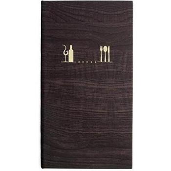 Lacor René collection 28022- Porta menú fabricado en Simil-Piel con fundas fijas de PVC en piel de naranja, Termosellado en color crema, 16x28,5 cm