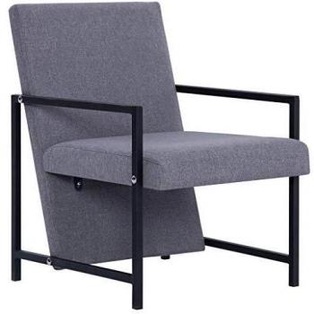 SengentoStyle Fauteuil met chromen poten stof lichtgrijs