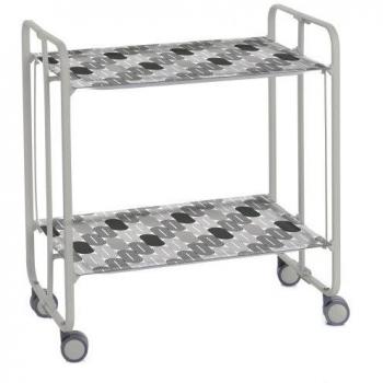Carrito Auxiliar Plegable Bauhaus con Ruedas y 2 Estantes, Color Gris