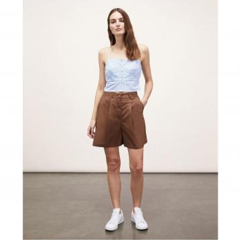 Bermudas de mujer con pliegues de popelina