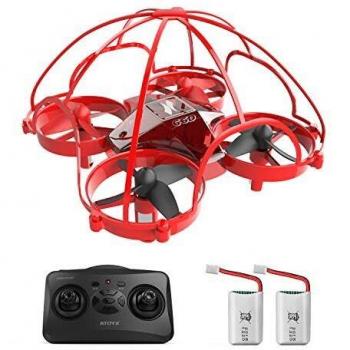ATOYX Mini Drone para Niños y Principiantes, AT-66D RC Drone Protección Integral, 3D Flips,Una Tecla de Retorno, Modo sin Cabeza, Mejor Dron de Juguete, 2 Baterías,Rojo