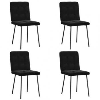 4-Piece Black Velvet Dining Chair Set