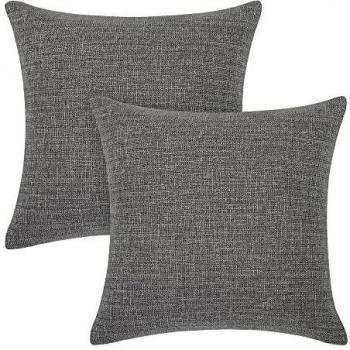 Amazon Brand - Umi Funda Cojín Tela Suave de Almohada para Sofá 2 Piezas 40x40cm Gris Oscuro