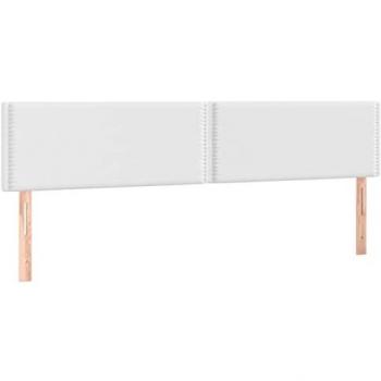 Cabecero con LED de cuero sintético blanco, dimensiones 160x5x78/88 cm, ideal para cama de matrimonio, incluye iluminación LED, diseño tapizado y moderno
