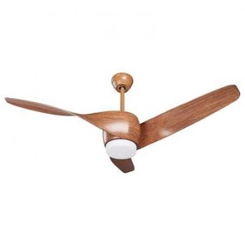 Ventilador de Techo Moderno con Luz LED y Control Remoto Efecto Madera Marrón 54 cm