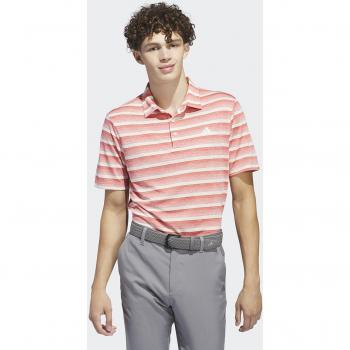 adidas Men's Red Two-Color Striped Polo Shirt