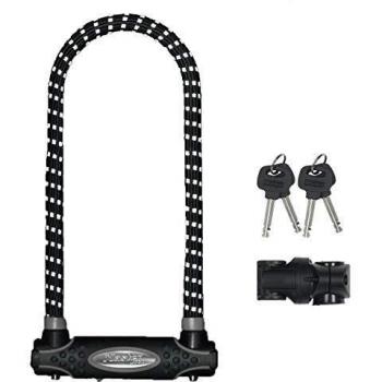 Master Lock 8195EURDPROLWREF Candado U, Llave, Soporte de Transporte, Antirrobo Certificado, XL, Electrica, Bicicleta Montaña, Unisex, Negro/Blanco