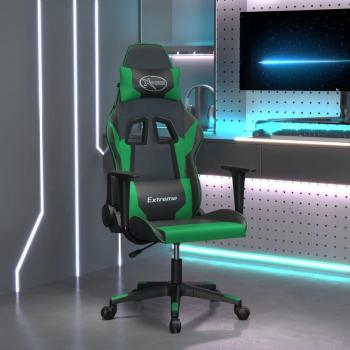 Silla de juego gaming en cuero sintético negro y verde