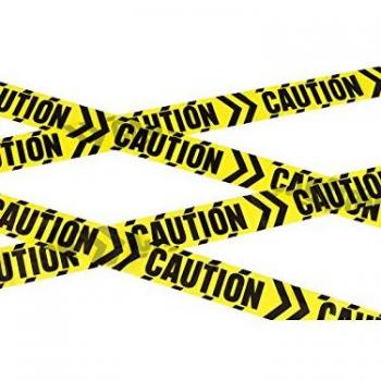 Smiffy's-48810 Cinta Precaución: chebrón, 6m / 236in, color negro y amarillo, No es applicable