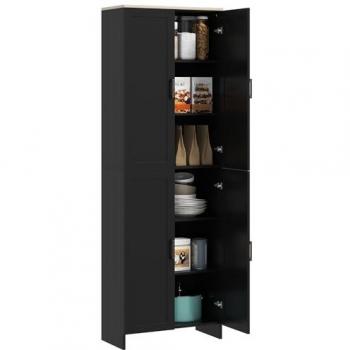 HOMCOM Alacena de Cocina Armario de Cocina Mueble Auxiliar con Puertas y Estantes Ajustables Antivuelco 60x30x170,5 cm Negro