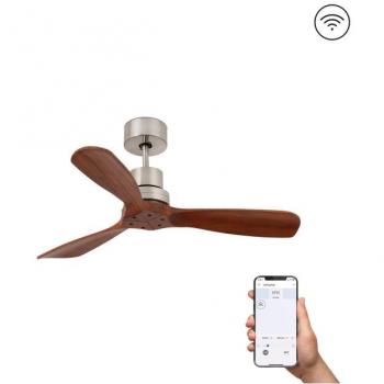 Ventilador de techo pequeño Smart DC Níquel Mate Mini Lantau Ø1070mm 6 velocidades 33508DCWP Faro