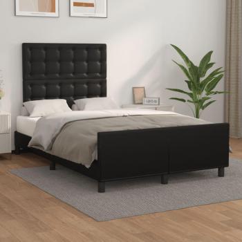 Cabecero negro de 120x190 cm con estructura cama de cuero sintético
