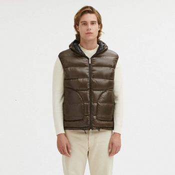 Centogrammi Brown Nylon Vest - XL, Vests, male, Brown, Size: XL Reversible Hooded Duck Feather Vest