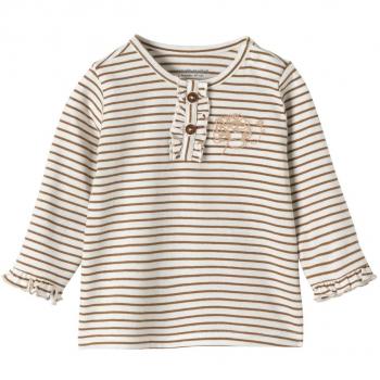 VERTBAUDET Camiseta bebé niña a Rayas con Volantes Marron Medio a Rayas 3-6 Meses, 67CM