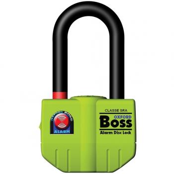 Candado con Alarma Oxford BOSS 14mm - Candado para disco de freno, alarma integrada, color amarillo