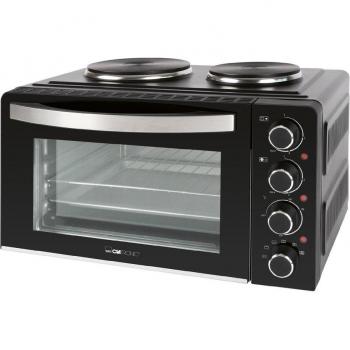 Horno de Sobremesa Clatronic KK 3786 con Cocina Eléctrica Doble, 28L, 3100W, Negro
