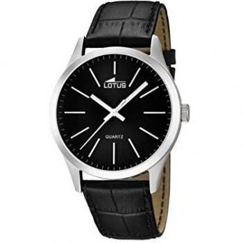 Lotus Men's Quartz Watch with Black Dial Analogue Display and Black Leather Strap 15961/3
