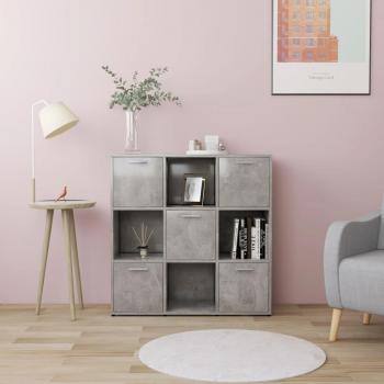Librería estantería de madera multicapa gris hormigón 90x30x90 cm