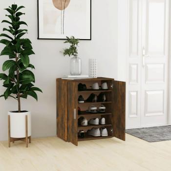 Zapatero de madera contrachapada roble ahumado 60x35x70 cm