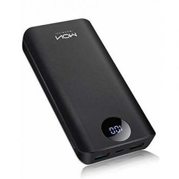 MOXNICE Bateria Externa Powerbank 10000mAh, El más Pequeño y Ligero Power Bank con 2 Salidas USB & Pantalla LCD para iPhone iPad Samsung Huawei Xiaomi