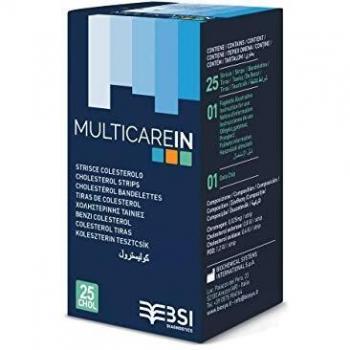 MultiCare in Cholesterol Strip for using with the Cholesterol, Trigyceride and Glucose device, Pack of 25
