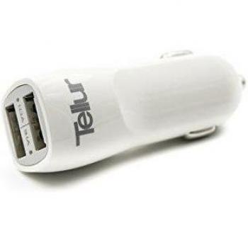 Tellur TLL151001 - Cargador auto con dual USB C201 - 3.1A, color blanco y gris