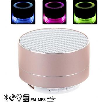 Altavoz Bluetooth metálico con manos libres y luz LED