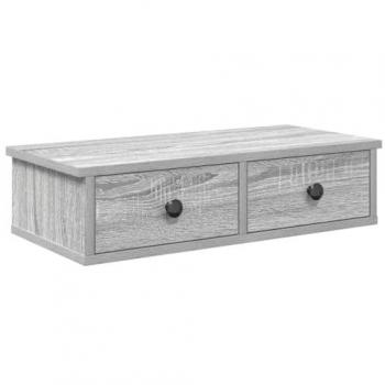 Estante de Pared con Cajones Gris Sonoma 60x25x15 cm Madera Contrachapada