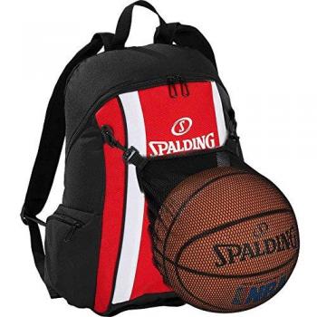 Spalding – Mochila de baloncesto Rojo/Negro con pelota de red