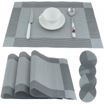 Manteles individuales, Chycet Placemats y Pasavasos para mesa de comedor, Resistente al calor y las manchas, Fácil de limpiar, Set of 4 placemats and 4 Pasavasos.