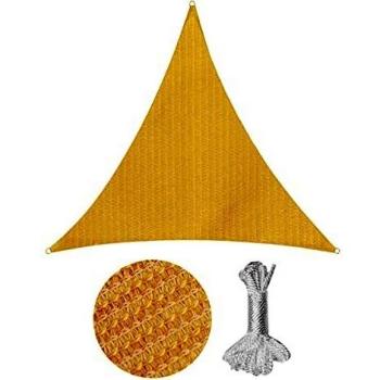 Sekey Toldo Vela de Sombra 5x5x5m Triangular HDPE Prueba de Viento, Transpirable, Protección Rayos UV, para Terraza Patio Exteriores Jardín, con Ojales y Cuerdas de Fijación, Beige