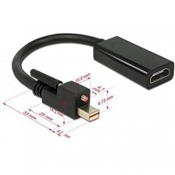 DeLOCK 62640 - Adaptador Mini DisplayPort 1.2 Macho con Tornillo a HDMI Hembra 4K Activo Negro