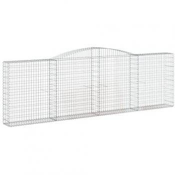 Cestas de gaviones 25 uds forma de arco hierro 400x30x120/140cm Plateado
