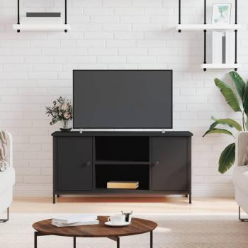 Mueble para TV Negro 100x40x50 cm de Madera Contrachapada con 2 Compartimentos y 2 Estantes