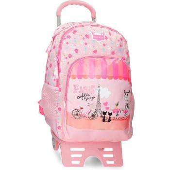 Mochila Escolar Roll Road Coffee Shop con Carro de 46cm y Dos Compartimentos