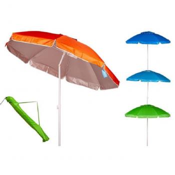 Sombrilla de Playa 180 cm con Eje de Acero y Bolsa, Colores Surtidos