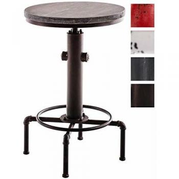 Mesa Lumos Industrial Look Ø 50 cm Regulable en Altura con Base de Metal y Tapa de Madera Color Bronce