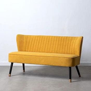 Sofá 2 plazas Mostaza de Terciopelo y Madera de 131x71x75 cm - LOLAhome