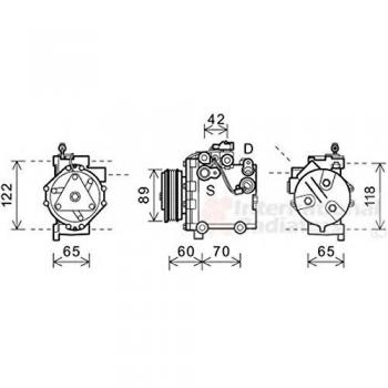 Compresor de aire acondicionado Van Wezel 5200K125 para Suzuki Swift (2005-2010) versión 1.3i / 1.5i / 1.6i / 1.6jtd IR