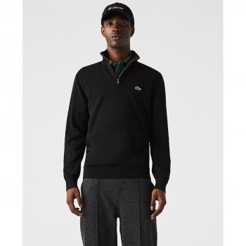 Suéter Lacoste Negro de Media Cremallera para Hombre - Talla XL - Fit Clásico