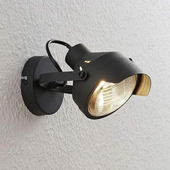 Foco Henega de Lindby, tipo industrial, color negro, 1 brazo, hecho de metal, para salón y comedor, con 1 lámpara GU10