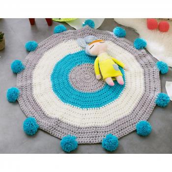 PYRUS Alfombra hecha a mano del piso que hace punto, estera de la ventana de bahía para los niños, estera hecha a mano rayada, nuevo modelo en estilo escandinavo