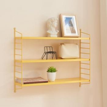 Estantería de Pared Modular Strängnäs de 3 Niveles en Acero Amarillo Mate 50x60x15 cm