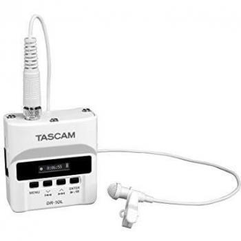 Tascam DR-10L/LW - Grabadora de Audio Digital con micrófono lavalier (Modelo DR-10LW), Color Blanco