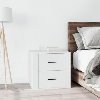 Mesita de noche blanca 50x39x47 cm con diseño moderno, estructura resistente, fácil de limpiar y espacio de almacenamiento