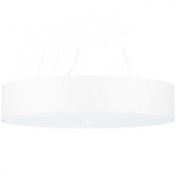 Lámpara Colgante Skala 60 Blanca E27, Cristal Acero Tela, 5 Bombillas, 102cm LEDBOX