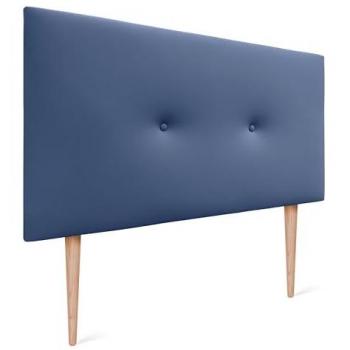 Cabecero Acolchado de Polipiel Azul Liso con Botones y Patas 110x105cm para Camas Modernas